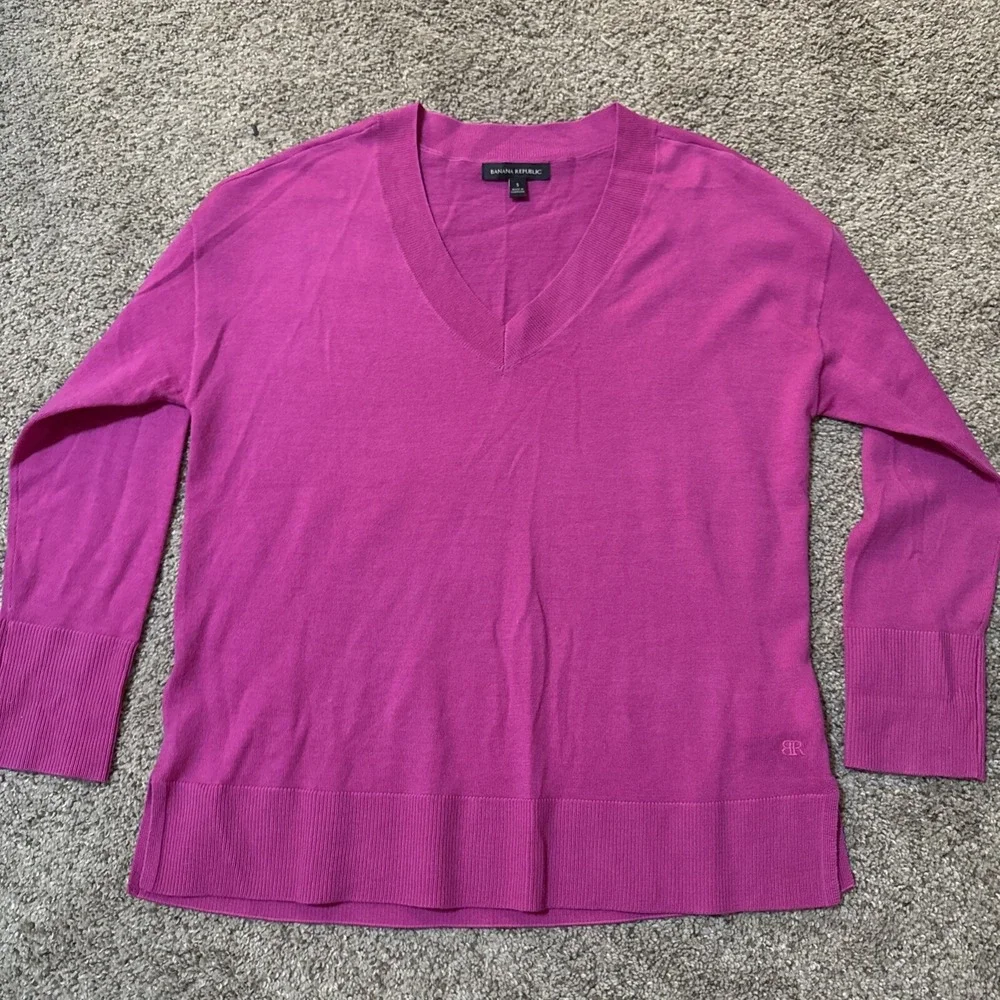 Banana Republic Pullover‎ Sweater Women S Pink 100% Merino Wool Classic Organic